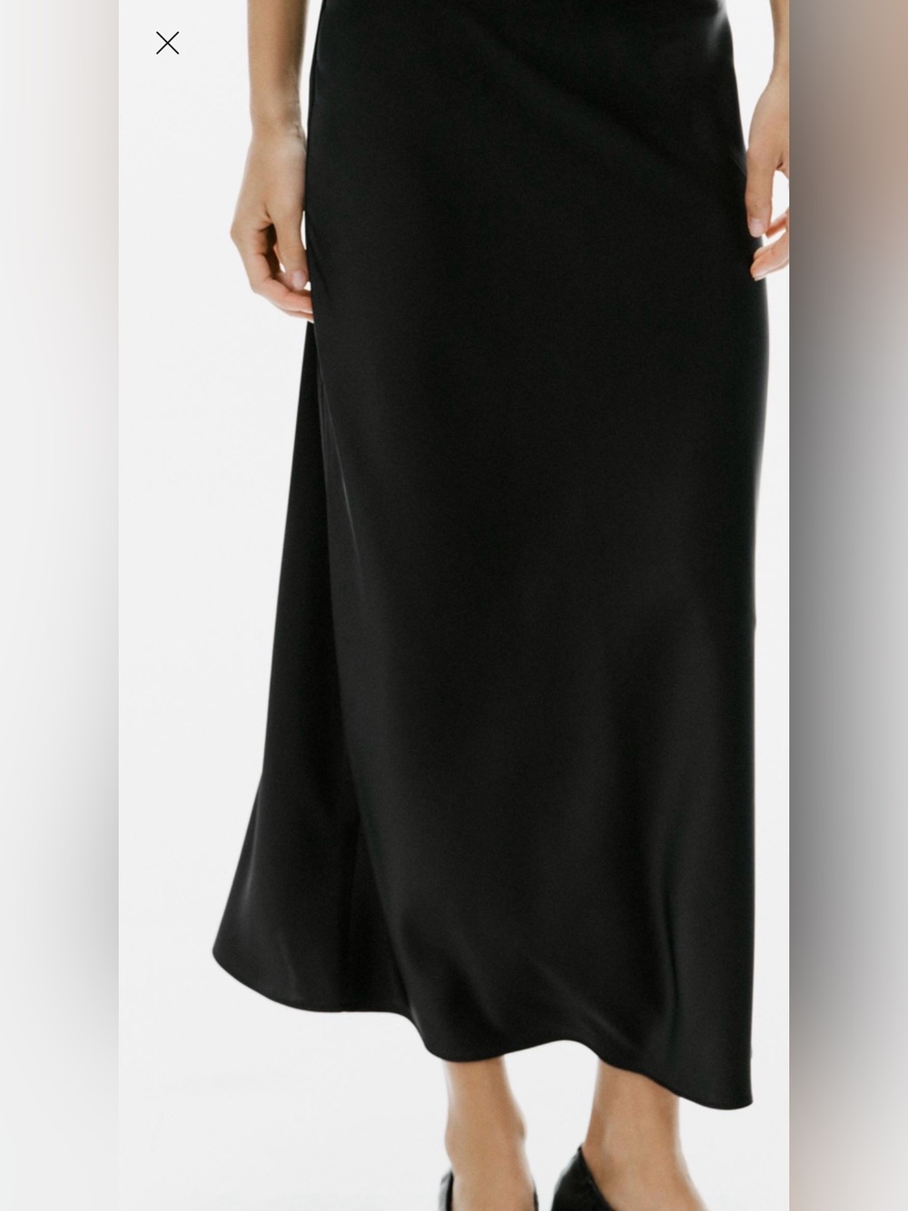 ZARA Classic Black Satin Slip Skirt